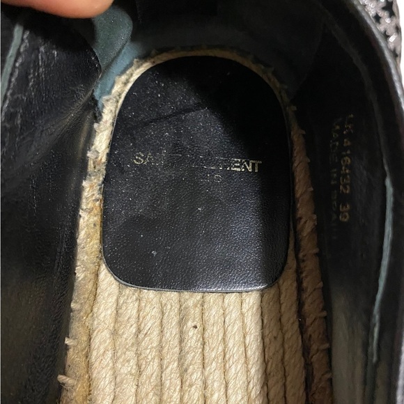SAINT LAURENT Star Espadrilles Black and White Leather Women's EU 39 Sparkly - Picture 7 of 15
